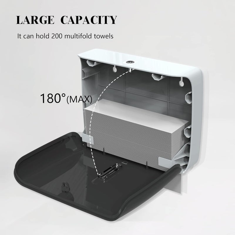 HANFINDA Commercial Wall-Mounted Paper Towel Dispenser with Visual Window and Lockable Design Perfect for Multifold Trifold Paper Towels - Image 2